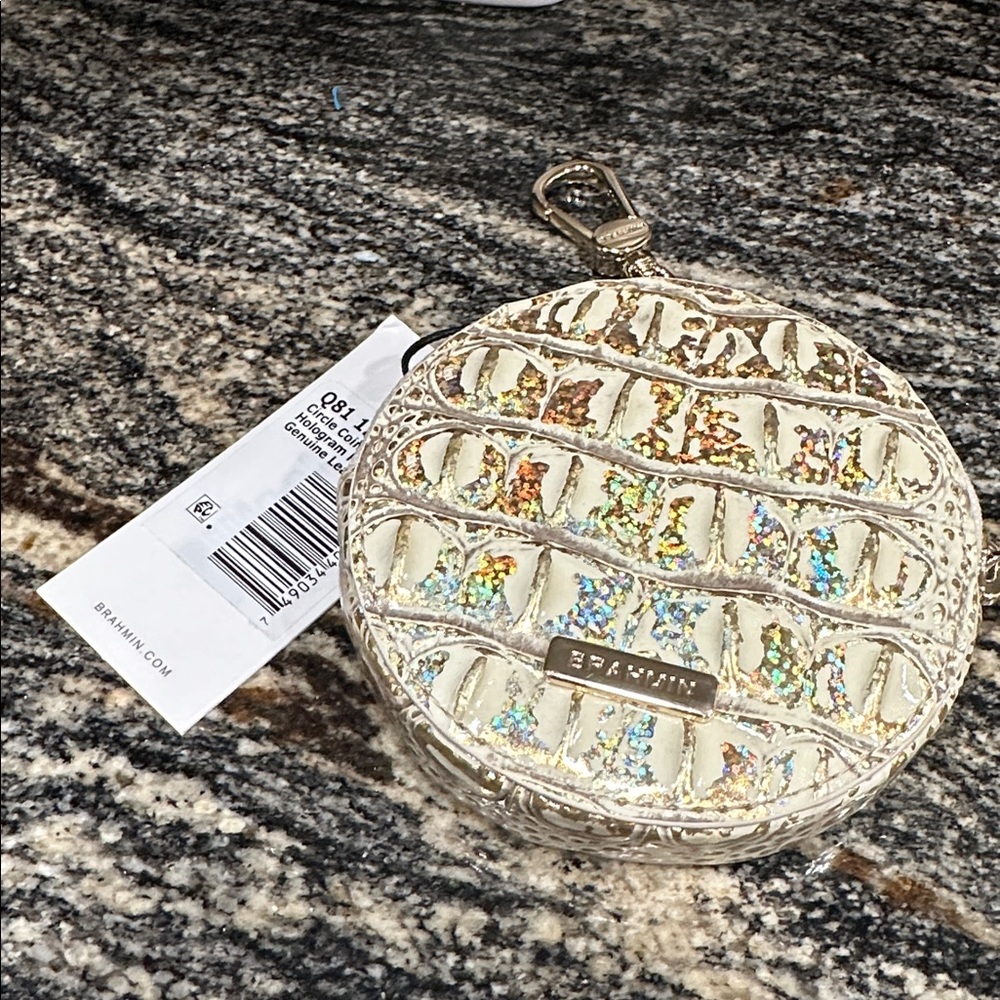 ✨💎BNWT💎✨BRAHMIN CIRCLE MELBOURNE HOLOGRAM LEATHER COIN PURSE - Picture 1 of 9
